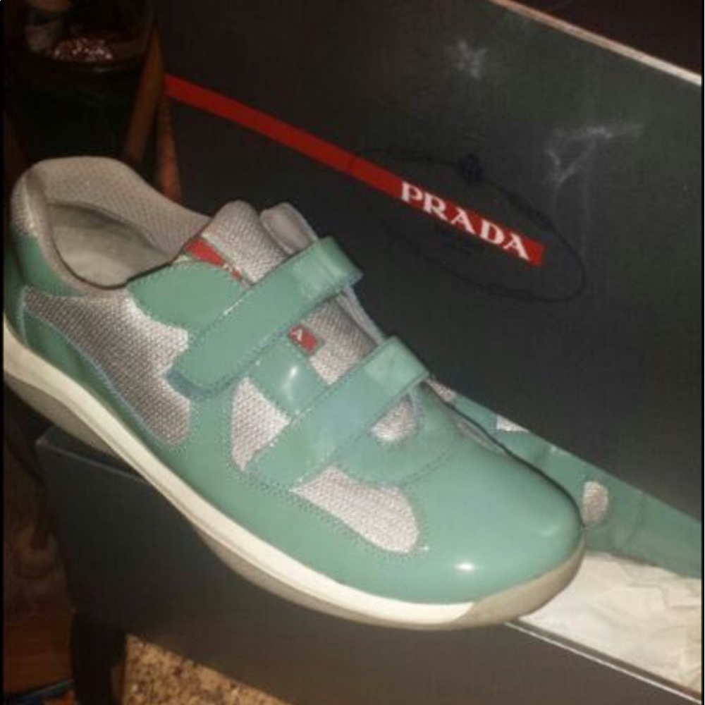 COPY - Green patent leather strapped Prada's size 11